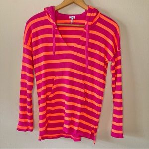 Splendid Neon Pop Thermal Pullover Hoodie Pink XS